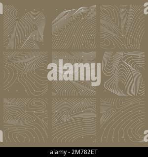 Weiß und Gold abstrakte Karte Konturlinien Hintergrund gesetzt Stock Vektor