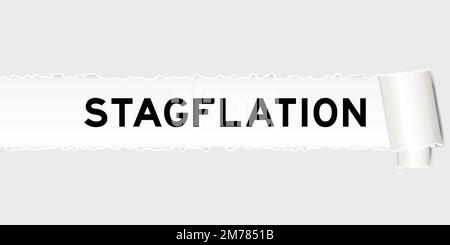 Gerissener grauer Papierhintergrund mit Wort Stagflation unter gerissenem Teil Stock Vektor