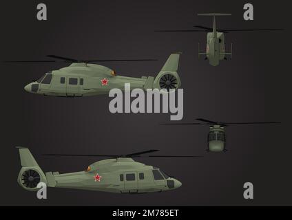 Hubschrauber in flacher Ausführung. Vektorgrafik. Stock Vektor