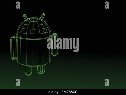 KIEW, UKRAINE - 26. MAI 2015: Android-Logo auf pc-Bildschirm. Android – das Betriebssystem für Smartphones, Tablet-Computer, E-Books, Spielkonsolen Stock Vektor