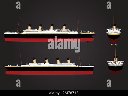 Sinkende Titanic legendäres kolossales Boot monumentales Symbol für ein großes Schiff flachen isolierten Illustrationsmaster Vektor Stock Vektor