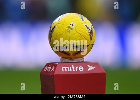 Cardiff, Großbritannien. 08. Januar 2023. Der Spielball wird vor dem Emirates FA Cup-Spiel Cardiff City vs Leeds United im Cardiff City Stadium, Cardiff, Großbritannien, am 8. Januar 2023 (Foto von Mike Jones/News Images) in Cardiff, Großbritannien, am 1./8. Januar 2023 gesehen. (Foto: Mike Jones/News Images/Sipa USA) Guthaben: SIPA USA/Alamy Live News Stockfoto