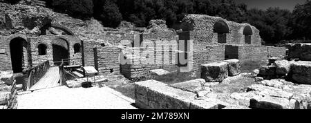 Ruinen des Aszipius-Heiligtums, antikes Butrint, UNESCO-Weltkulturerbe, Butrint-Nationalpark, Saranda-Viertel, Südalbanien, Europa Stockfoto