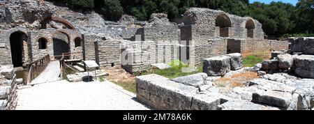 Ruinen des Aszipius-Heiligtums, antikes Butrint, UNESCO-Weltkulturerbe, Butrint-Nationalpark, Saranda-Viertel, Südalbanien, Europa Stockfoto