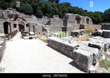 Ruinen des Aszipius-Heiligtums, antikes Butrint, UNESCO-Weltkulturerbe, Butrint-Nationalpark, Saranda-Viertel, Südalbanien, Europa Stockfoto