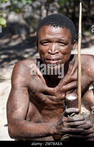 Gesichter der Welt: Buschmann der Kalihari Stockfoto