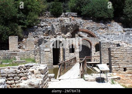 Ruinen des Aszipius-Heiligtums, antikes Butrint, UNESCO-Weltkulturerbe, Butrint-Nationalpark, Saranda-Viertel, Südalbanien, Europa Stockfoto