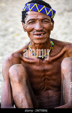 Gesichter der Welt: Buschmann der Kalihari Stockfoto