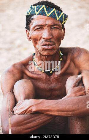 Gesichter der Welt: Buschmann der Kalihari Stockfoto