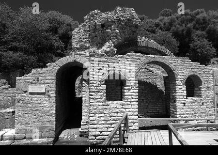 Ruinen des Aszipius-Heiligtums, antikes Butrint, UNESCO-Weltkulturerbe, Butrint-Nationalpark, Saranda-Viertel, Südalbanien, Europa Stockfoto