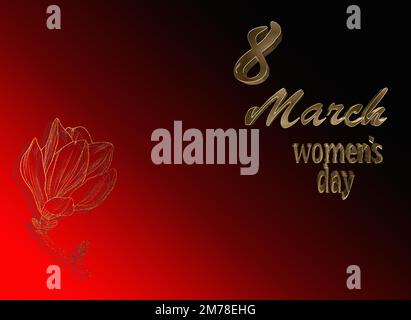 Frauentag. 3D-Rendering. 8. März. Typografisch, leicht, Herz. Grußkarte Einladung. Bannerposter Für Hintergrunddesign. Illustration Glückwunsch Postkarte. Qualitativ hochwertige Darstellung Stockfoto