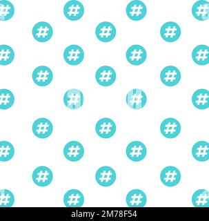 Nahtloses Hashtag-Muster, isoliert auf weißem Hintergrund. Vektordarstellung, einfach zu bearbeiten. Stock Vektor