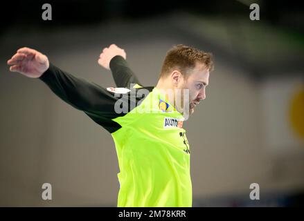 Goalwart Andreas WOLFF (GER) Action, Handball Laenderspiel der Men, Friendly Match, Deutschland (GER) - Island (ISL) 30:31, am 7. Januar 2023 in Bremen/Deutschland. Stockfoto
