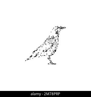 Krähensymbol. Schlichtes Hintergrundsymbol für Halloween-Weihnachtsposter. Designelement des Markenlogos von Crow. Krähen-T-Shirt-Druck. Vektor für Aufkleber. Stock Vektor