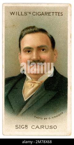 Enrico Caruso (1873-1921), italienischer Opernsänger auf einer Handelskarte von will's Zigaretten, Chromolithographie nach einem Foto von C. van Dyk , (, ), Enrico Caruso (1873-1921), italienischer Opernsänger auf einem nach Sammelbild von will's Zigaretten, Chromolithographie einem Foto von C. van Dyk Stockfoto