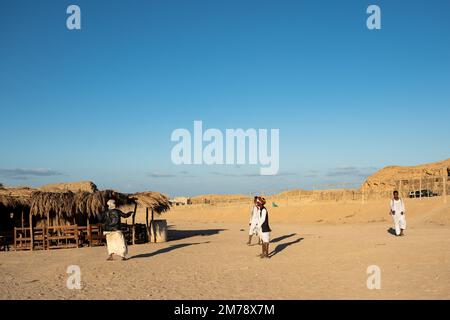 Beduinenlager in der Wüste Marsa Alam ägypten Stockfoto