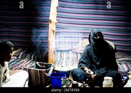 Beduinenlager in der Wüste Marsa Alam ägypten Stockfoto