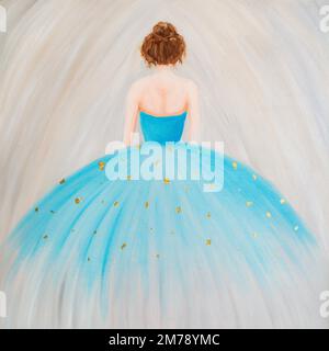 Ballett tanzende Frau, Ölgemälde auf Leinwand. Stockfoto