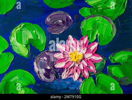 Rosa Lotusblume, Ölgemälde Stockfoto