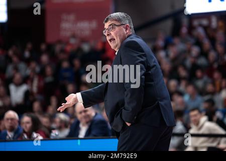 Taliercio, Venedig, Italien, 08. Januar 2023, Alessandro Ramagli (Cheftrainer Tezenis Verona) während Umana Reyer Venezia gegen Tezenis Verona - Italienischer Basketball A-Serie Championship Stockfoto