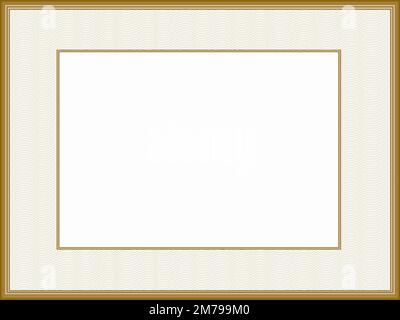 Rahmendesign im Vintage-Stil mit Passe-Partout. Hellbrauner klassischer Rand, Guilloche-Linienmuster. Abstrakte Vektorvorlage A4. Weißer Hintergrund. EPS10 Stock Vektor