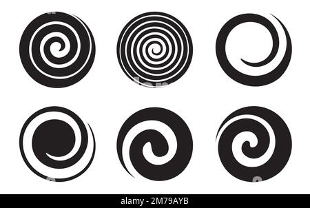 Set mit sechs einfachen spiralförmigen Dekorationselementen für Ihr Design. Stock Vektor