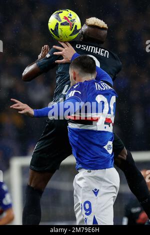 Genua, Italien. 08. Januar 2023. Victor Osimhen von Neapel während der UC Sampdoria vs SSC Napoli, italienisches Fußballspiel Serie A in Genua, Italien, Januar 08 2023 Kredit: Independent Photo Agency/Alamy Live News Stockfoto