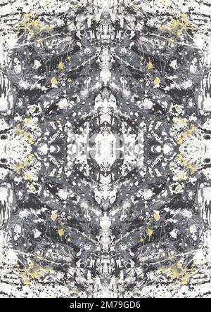 Aquarell handgezeichnete dunkelgraue orientalische Kachel, Majolica, Marrakesch Mosaik Clip Art, ethischer Druck, marokkanisches Ziermuster, nahtloses Muster, Aquarell oder Stockfoto