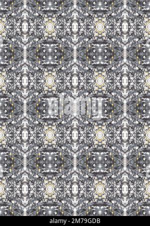 Aquarell handgezeichnete dunkelgraue orientalische Kachel, Majolica, Marrakesch Mosaik Clip Art, ethischer Druck, marokkanisches Ziermuster, nahtloses Muster, Aquarell oder Stockfoto