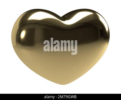 3D wie das goldene Herzblase-Symbol. 3D goldenes Element für die Darstellung sozialer Medien isoliert auf weißem Hintergrund. Wie Symbol. Nachricht mit "Gefällt mir nicht" Stockfoto