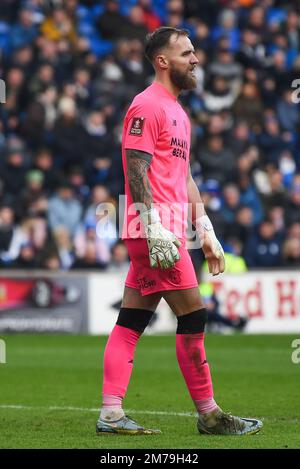 Cardiff, Großbritannien. 08. Januar 2023. Jak Alnwick #21 of Cardiff City während des Emirates FA Cup-Spiels Cardiff City vs Leeds United im Cardiff City Stadium, Cardiff, Großbritannien, 8. Januar 2023 (Foto von Mike Jones/News Images) in Cardiff, Großbritannien, am 1./8. Januar 2023. (Foto: Mike Jones/News Images/Sipa USA) Guthaben: SIPA USA/Alamy Live News Stockfoto