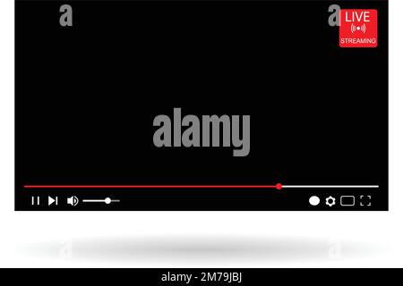 Form eines Multimedia-Videoplayers, Live-Streaming, Darstellung eines Übertragungsvektors Stock Vektor