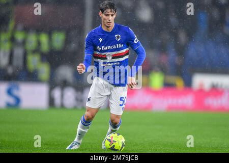 Genua, Italien. 08. Januar 2023. Alessandro Zanoli (Sampdoria) während des Spiels UC Sampdoria vs SSC Napoli, italienisches Fußballspiel Serie A in Genua, Italien, Januar 08 2023 Kredit: Independent Photo Agency/Alamy Live News Stockfoto