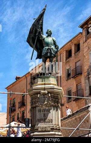 Statue Juan Bravo, Kommune in Segovia, Spanien Stockfoto