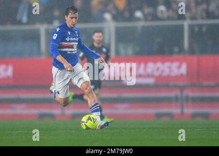 Genua, Italien. 08. Januar 2023. Filip Djuricic (Sampdoria) während des Spiels UC Sampdoria vs SSC Napoli, italienisches Fußballspiel Serie A in Genua, Italien, Januar 08 2023 Kredit: Independent Photo Agency/Alamy Live News Stockfoto