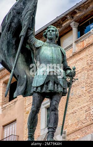 Statue Juan Bravo, Kommune in Segovia, Spanien Stockfoto