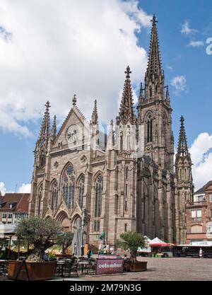 Tempel Saint-Etienne am Hauptplatz (Place de la Réunion), Mulhouse, Elsass, Frankreich Stockfoto