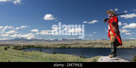 USA, Wyoming, Dubois, Wind River Mountains, Re-enactor Steve Banks, Mountain man Stockfoto