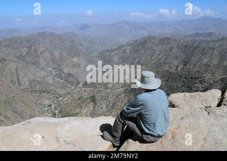 Blick auf die Berge von der vor der Aksumite gelegenen Siedlung Qohaito in Eritrea Stockfoto