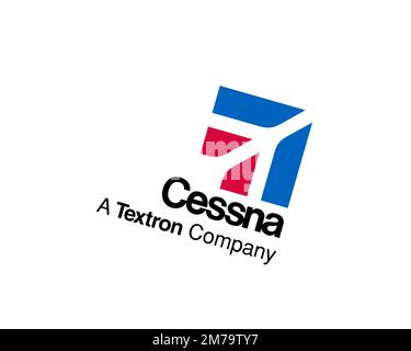 Cessna, gedrehtes Logo, weißer Hintergrund B Stockfoto