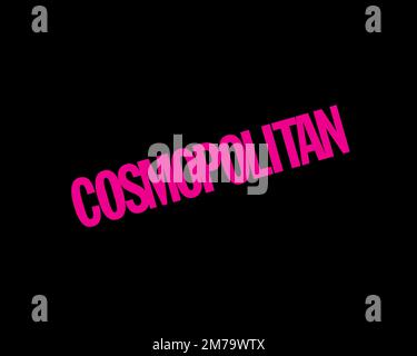 Cosmopolitan Magazine, gedrehtes Logo, schwarzer Hintergrund Stockfoto