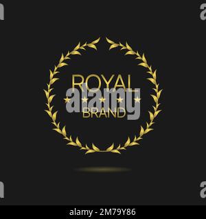 Königliche Marke Goldener Lorbeerkranz Vektoretikett Stock Vektor