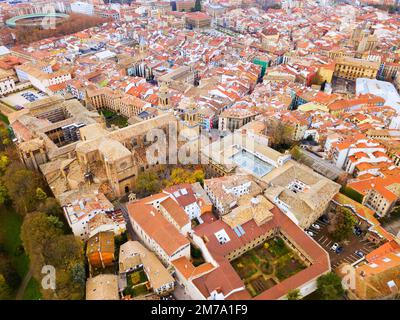 Blick von der Drohne von Pamplona, Spanien Stockfoto