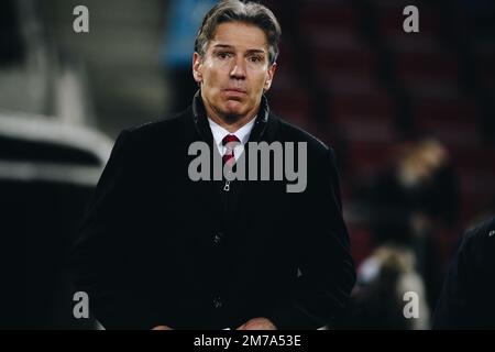 KÖLN - 08. JANUAR 2023: UWE KRUPP. Hockeyspiel DEL Koelner Haie - Augrsburger Panter Stockfoto