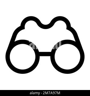 Binokulare Symbollinie isoliert auf weißem Hintergrund. Schwarzer, flacher Klassiker mit modernem Umriss. Lineares Symbol und bearbeitbare Kontur. Einfach und Pixel p Stock Vektor