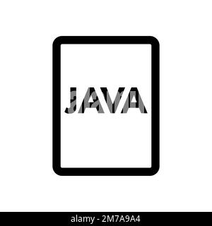Symbolzeile DER JAVA-Datei isoliert auf weißem Hintergrund. Schwarzer, flacher Klassiker mit modernem Umriss. Lineares Symbol und bearbeitbare Kontur. Einfach und Pixel pe Stock Vektor