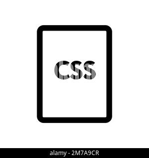 Symbolzeile der CSS-Datei isoliert auf weißem Hintergrund. Schwarzer, flacher Klassiker mit modernem Umriss. Lineares Symbol und bearbeitbare Kontur. Einfach und Pixel pro Stock Vektor