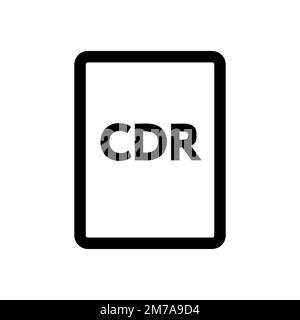 Symbolzeile der CDR-Datei isoliert auf weißem Hintergrund. Schwarzer, flacher Klassiker mit modernem Umriss. Lineares Symbol und bearbeitbare Kontur. Einfach und Pixel pro Stock Vektor