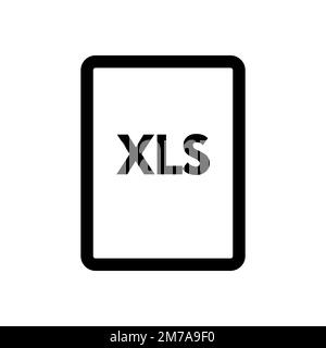 Symbolzeile der XLS-Datei isoliert auf weißem Hintergrund. Schwarzer, flacher Klassiker mit modernem Umriss. Lineares Symbol und bearbeitbare Kontur. Einfach und Pixel pro Stock Vektor