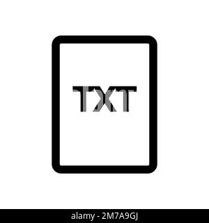 Symbolzeile DER TXT-Datei isoliert auf weißem Hintergrund. Schwarzer, flacher Klassiker mit modernem Umriss. Lineares Symbol und bearbeitbare Kontur. Einfach und Pixel pro Stock Vektor